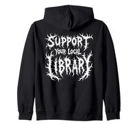 Grunge Reading Support Your Local Library Halloween Costume Zip Hoodie