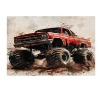 Grunge Red Monster Car Placemats Heat Resistant Washable Oxford Cloth Table Mats Set of 4 Home Kitchen Decoration, Easy to Clean