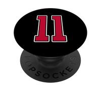 Grunge Red White Number 11 Jersey Player Uniform #11 PopSockets Adhesive PopGrip