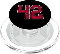 Grunge Red White Number 42 Jersey Player Uniform #42 PopSockets PopGrip for MagSafe