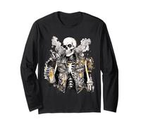 Grunge Rock Skeleton Graffiti Artist Vintage Punk Long Sleeve T-Shirt