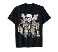 Grunge Rock Skeleton Graffiti Artist Vintage Punk T-Shirt