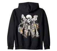Grunge Rock Skeleton Graffiti Artist Vintage Punk Zip Hoodie