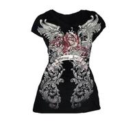 Grunge Shirts Emo Clothes Teen Girls Vintage Graphic Tee Y2k 2000s Goth Top Women Mcbling Short Sleeve Streetwear, Black Red, S