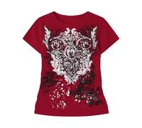 Grunge Shirts Emo Clothes Teen Girls Vintage Graphic Tee Y2k 2000s Goth Top Women Mcbling Short Sleeve Streetwear, Red White, L