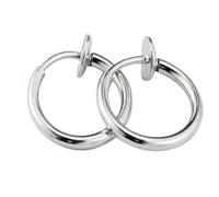 Grunge Silver Non-Pierced Earrings - Clip-On, Hoop, Thin Hoop, Cuff, Lightweight for women, 1.6*12mm, Stainless Steel, No Gemstone