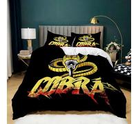 Grunge Style King Cover Double Gold Cobra Bedding Sets Printed Soft Microfiber Quilt Cover 230x220 cm and 2 Pillowcases 50x75 cm with Zipper Closure for Teens and Adults