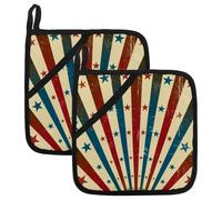 Grunge USA Stars Sunbeam Pot Holders for Kitchen Set of 2, Potholder for Kitchen Heat Resistant Microwave Cooking Baking Oven End Dishes and BBQ