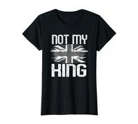 Grunge Vintage British Flag Abolish The Monarchy Not My King Value Graphic T-Shirt, Women, Black, S