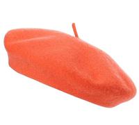 Grunge Wear® Adult Men Women Wool Blend French Style Plain Classic Solid Color Beret Hat, Unisex Soft Warm Outdoor Vintage Artist Hat Beanie Cap (Orange)