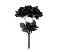 Grunge Wear Black Roses Artificial Flowers Bouquet - Realistic Gothic Rose Stems for Halloween Decorations, Dark Angel, Corpse Bride Costume, Wedding, Party, Office & Home Decor