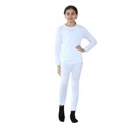 Grunge Wear® Boys Thermal Underwear 2Pcs Set - Children Kids Long Sleeve Top & Long Johns Bottom Pants Girls Winter Outdoor Ski Workout Wear (White, 5-6 Years)