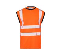 Grunge Wear® Hi Vis Viz Work Utility Sleeveless Round Neck T-Shirt Warning Vest | High Visibility Safety Security Workwear Double Tape Tank Top Plus Size S-XXL