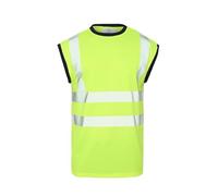 Grunge Wear® Hi Vis Viz Work Utility Sleeveless Round Neck T-Shirt Warning Vest | High Visibility Safety Security Workwear Double Tape Tank Top Plus Size S-XXL