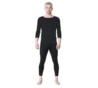 Grunge Wear® Men's Thermal Underwear 2Pcs Set - Long Sleeve Top & Long Johns Bottom Pants Winter Outdoor Ski Workout Wear (Black, Large)