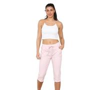 Grunge Wear® Women's Stretch Plain Magic Italian Shorts - Ladies Lagenlook Comfy Crushed Casual Summer Short Joggers Stretchy Capri Bottom Pants (Dusty Pink, 8-14)