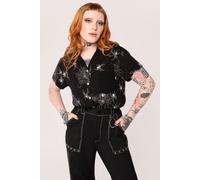 Grungy Printed Spider Short Sleeve Shirt hell bunny Black 3XL