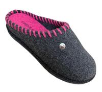 GRUNLAND Molly Women's Slippers with Felt Sole and Removable Soft Felt Insole, Charcoal Pink, 7 UK