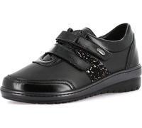 GRUNLAND-NILE Comfort Shoe with Double Strap for Everyday wear, Fitted Sole, Removable Re-Soft Insole Made of Cork and Leather, and 3.5 cm high Wedge Heel Black