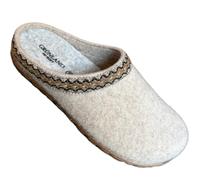 GRUNLAND RELAXIA Women's Winter Mules Slippers Warm Felt Slippers with Removable Insole, Natural Beige, 5 UK
