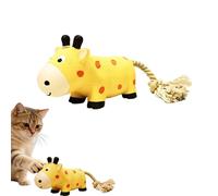 Grunting Latex Dog Toy, Squeaky Latex Dog Toy, Interactive Boredom Relief Bite Resistant Squeaky Squeeze Dog Toy with Cotton Rope Tail, Polka Cow Rope Tail for Small Dogs & Puppies (Yellow)