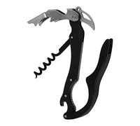 Grunwerg Aperiti Barware Professional Connoisseur 4-in-1 Waiter's Knife Stainless Steel in Black with Corkscrew, Bottle Opener, Nutcracker and Foil Cutter for Bars, Cafés, Restaurants