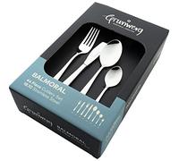 Grunwerg Balmoral 44 Piece Boxed Mirror Cutlery Set, 18/10 Stainless Steel, 6 x Table Knives, Table Forks, Dessert Knives, Dessert Forks, Dessert Spoons, Soup Spoons, Teaspoons, Tablespoons