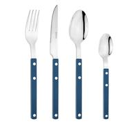 Grunwerg Bistro Cutlery, 16 Piece Set, 18/0 Stainless Steel, Blue Riveted Handle
