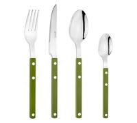 Grunwerg Bistro Cutlery, 16 Piece Set, 18/0 Stainless Steel, Green Riveted Handle