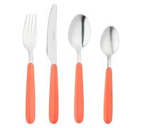 Grunwerg Bistro Cutlery, 16 Piece Set, 18/0 Stainless Steel, Rounded Handle, Coral