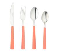 Grunwerg Bistro Cutlery, 16 Piece Set, 18/0 Stainless Steel, Striped Handle, Coral