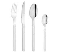 Grunwerg Bistro Cutlery, 16 Piece Set, 18/0 Stainless Steel, White Riveted Handle