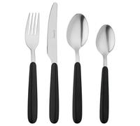 Grunwerg Bistro Cutlery, 24 Piece Set, 18/0 Stainless Steel, Rounded Handle, Black