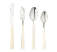 Grunwerg Bistro Cutlery, 24 Piece Set, 18/0 Stainless Steel, Rounded Handle, White