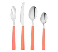 Grunwerg Bistro Cutlery, 24 Piece Set, 18/0 Stainless Steel, Striped Handle, Coral