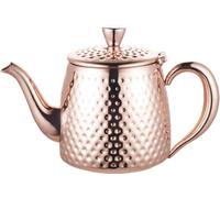 Café Olé SDT-048CU Sandringham Teapot, 48oz (1.35 litres) Copper Plated 18/10 Stainless Steel with Hammered Finish