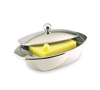Grunwerg Double Wall 18/10 Stainless Steel Bellux Butter Dish, Gift Boxed