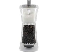 Grunwerg 9174M Gmill Acrylic Combination Pepper Mill, Ceramic Adjustable Peppercorn Grinder and Salt Shaker, 13cm, Clear