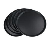 Grunwerg Non-Slip Round Food and Drink Plastic Serving Tray with High Grip Rubber Surface, 18 Inch Diameter, Pack of 6, PN-1800/6, Black, 45cm Diameter