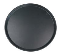 Grunwerg Non-Slip Round Food and Drink Plastic Serving Tray with High Grip Rubber Surface, Round, 11" / 27cm Diameter, Black
