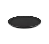 Grunwerg Non-Slip Round Food and Drink Plastic Serving Tray with High Grip Rubber Surface, Round, 16" Diameter, Black