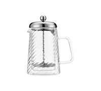 Grunwerg Rotolo Cafetiere 3 Cup Double Wall Glass Steel Silver 300ml Coffee