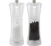 Grunwerg SP-9175 Gmill 2-Piece Acrylic Salt and Pepper Mill Set with Ceramic Adjustable Grinder, 18cm, Clear