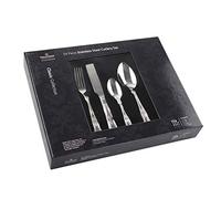 Grunwerg Tango Pattern 24-Piece Cutlery Set, Knife, Fork & Spoon Set for 6 with Mirror Finished Stainless Steel