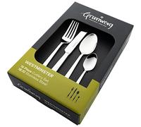 Grunwerg Westminster 16 Piece Boxed Mirror Cutlery Set, 18/10 Stainless Steel, 4 x Table Knives, Table Forks, Dessert Spoons, Teaspoons