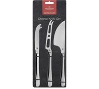Grunwerg Windsor Carded 3-Piece Cheese Knife Set, 18-0 Stainless Steel