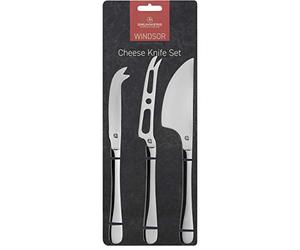 Grunwerg Windsor Carded 3-Piece Cheese Knife Set, 18-0 Stainless Steel