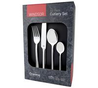 Grunwerg Windsor Carded 44-Piece Boxed Mirror Cutlery Set 44BXWDR, 18/0 Stainless Steel, Silver