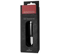 Grunwerg Windsor Carded 6-Piece Heart-Shaped Teaspoon Set 6BXHRTWDR, 18/0 Stainless Steel, Silver