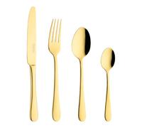Grunwerg Windsor 16 Piece Cutlery Set, Gold, 18/10 Stainless Steel, PVD Coating, 4 x Table Knives, Table Forks, Dessert Spoons, Teaspoons